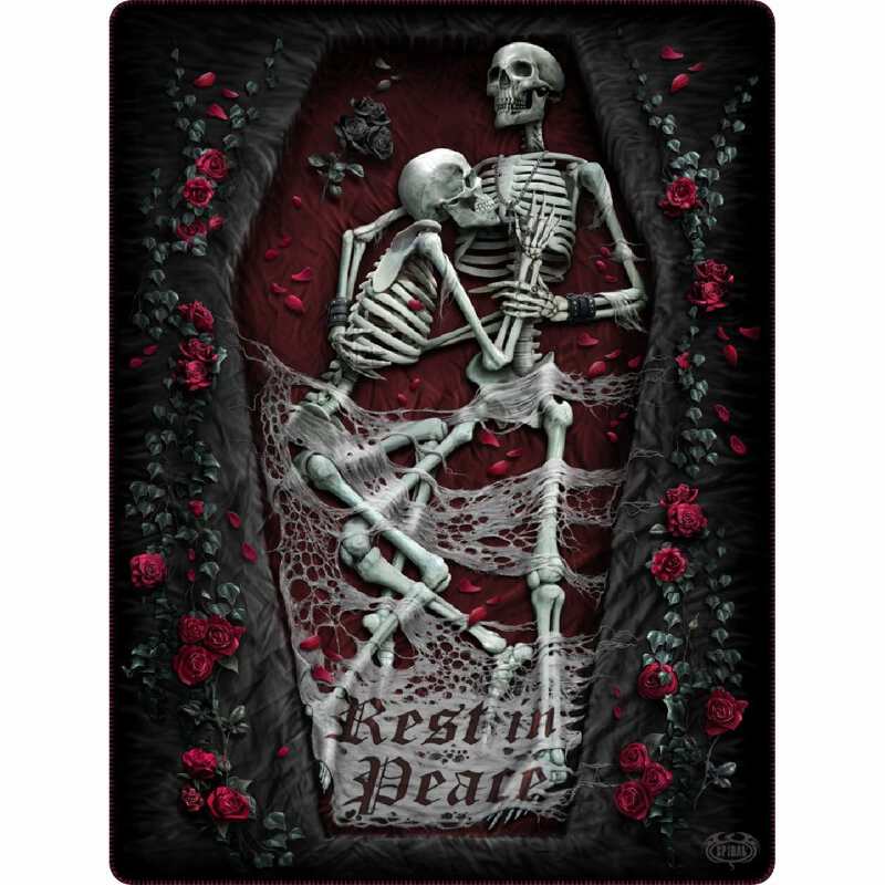 Fleece Blanket with Double Sided Print Bedding Spiral Direct TWISTED SKULLS